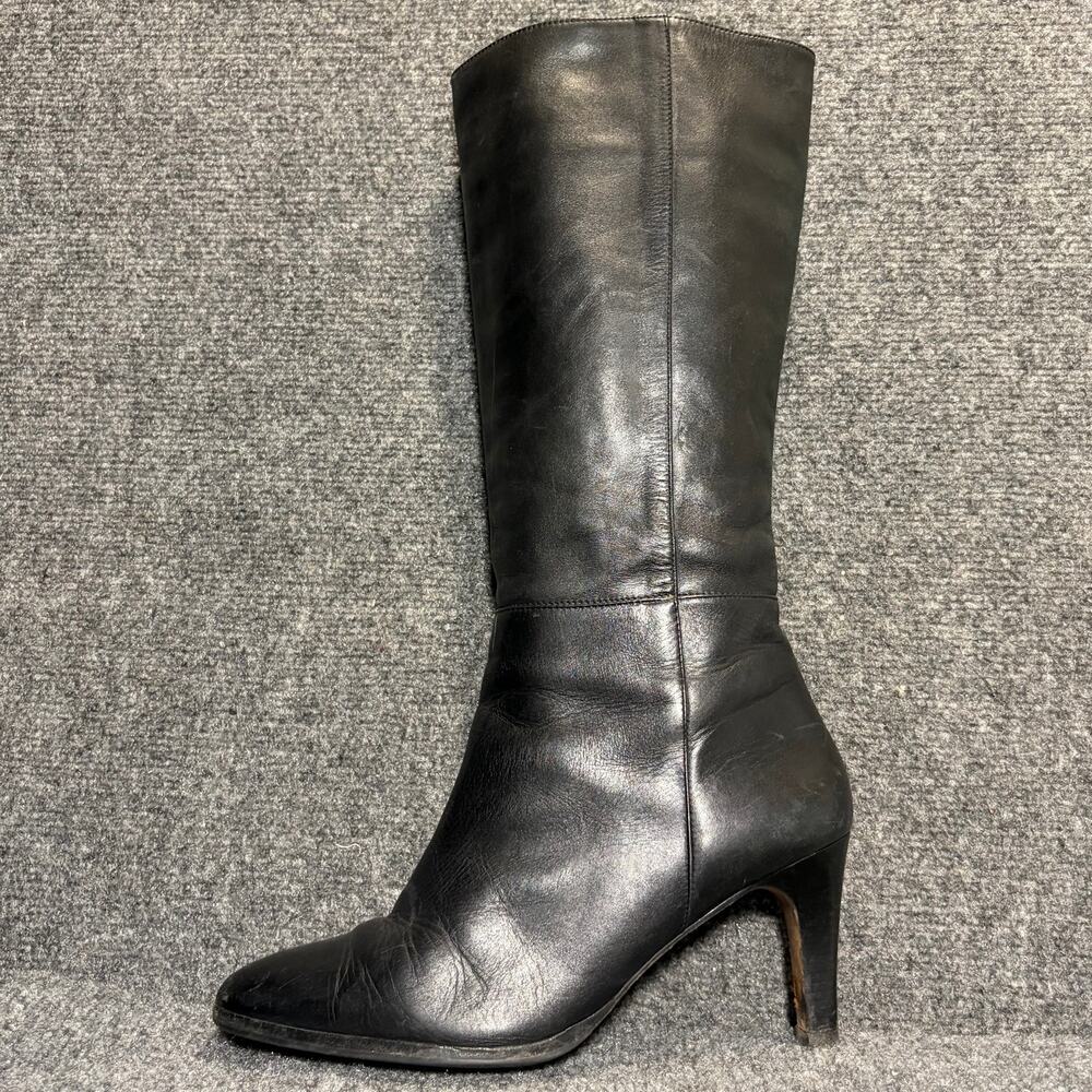 Banana Republic Black Leather Tall Knee High Heeled Boots Size 10